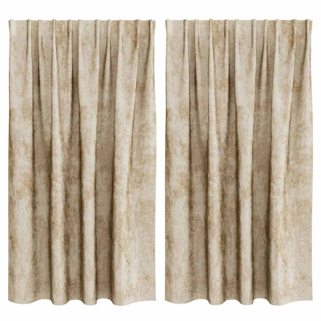 Tende in Velluto con tende 2 pcs Crema 140 x 140 cm Velluto | homemem39