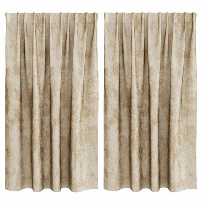 Tende in Velluto con tende 2 pcs Crema 140 x 140 cm Velluto | homemem39