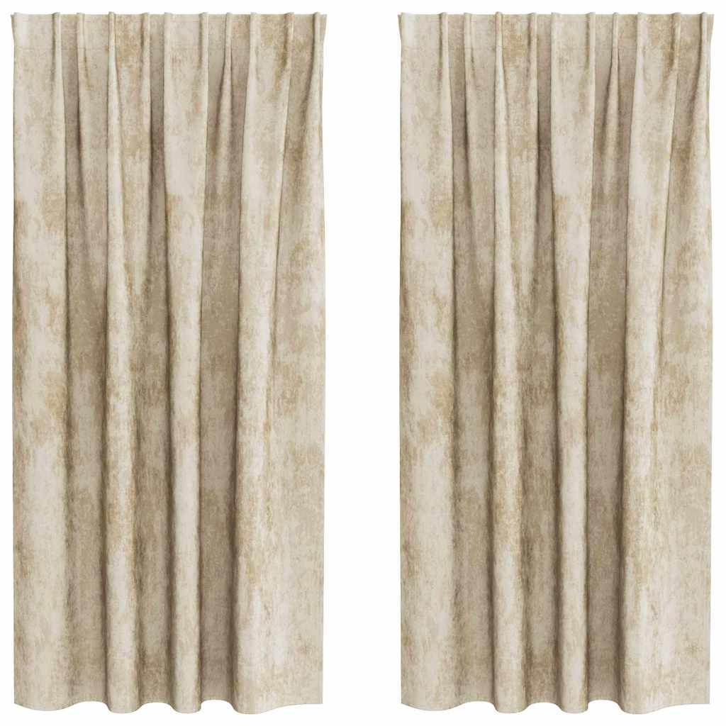 Tende in Velluto con tende 2 pcs Crema 175 x 140 cm Velluto | homemem39