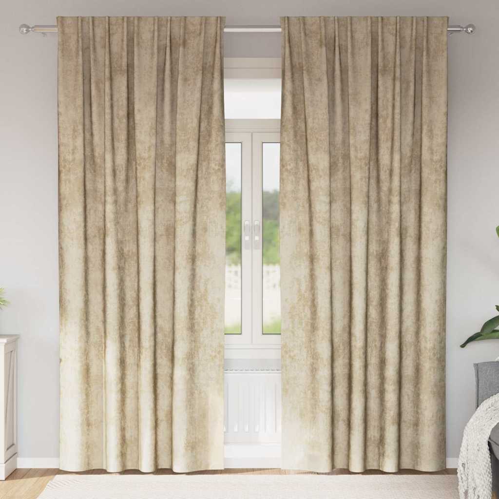 Tende in Velluto con tende 2 pcs Crema 245 x 140 cm Velluto | homemem39
