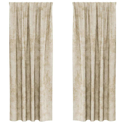 Tende in Velluto con tende 2 pcs Crema 245 x 140 cm Velluto | homemem39