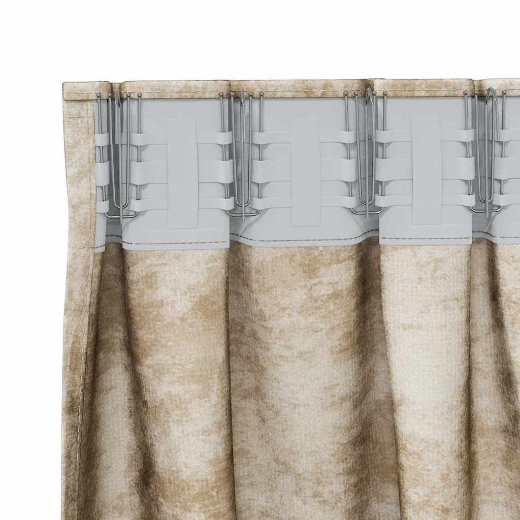 Tende in Velluto con tende 2 pcs Crema 260 x 140 cm Velluto | homemem39