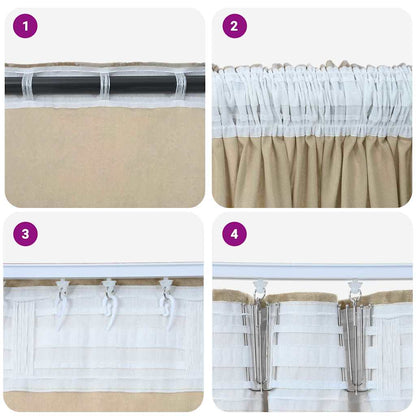 Tende in Velluto con tende 2 pcs Crema 260 x 140 cm Velluto | homemem39