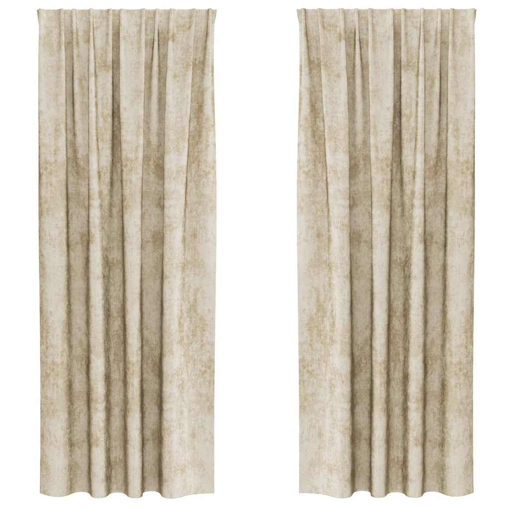 Tende in Velluto con tende 2 pcs Crema 260 x 140 cm Velluto | homemem39