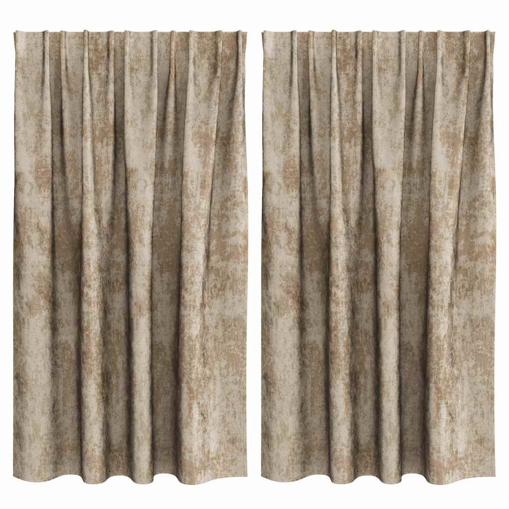 Tende in Velluto con tende 2 pcs Champagne 140 x 140 cm Velluto | homemem39