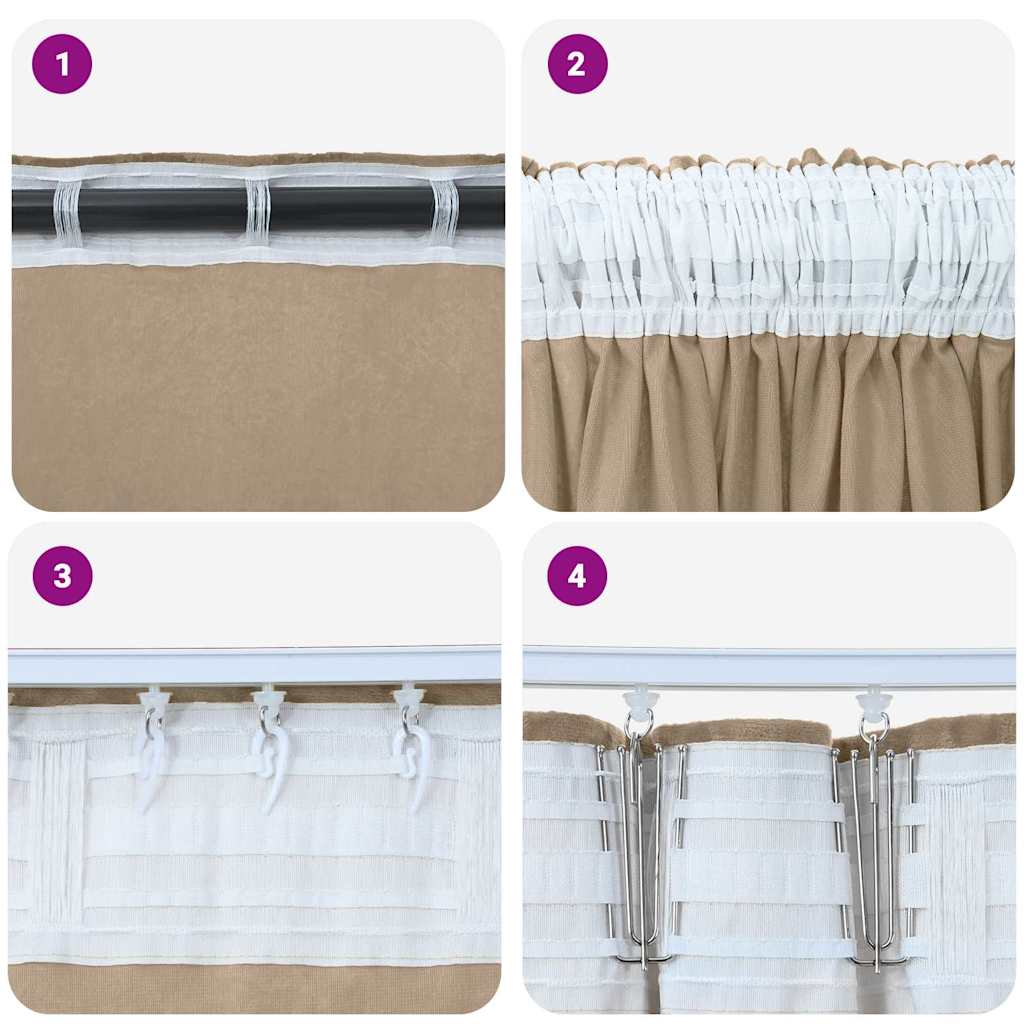 Tende in Velluto con tende 2 pcs Champagne 175 x 140 cm Velluto | homemem39