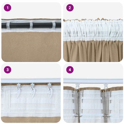 Tende in Velluto con tende 2 pcs Champagne 175 x 140 cm Velluto | homemem39