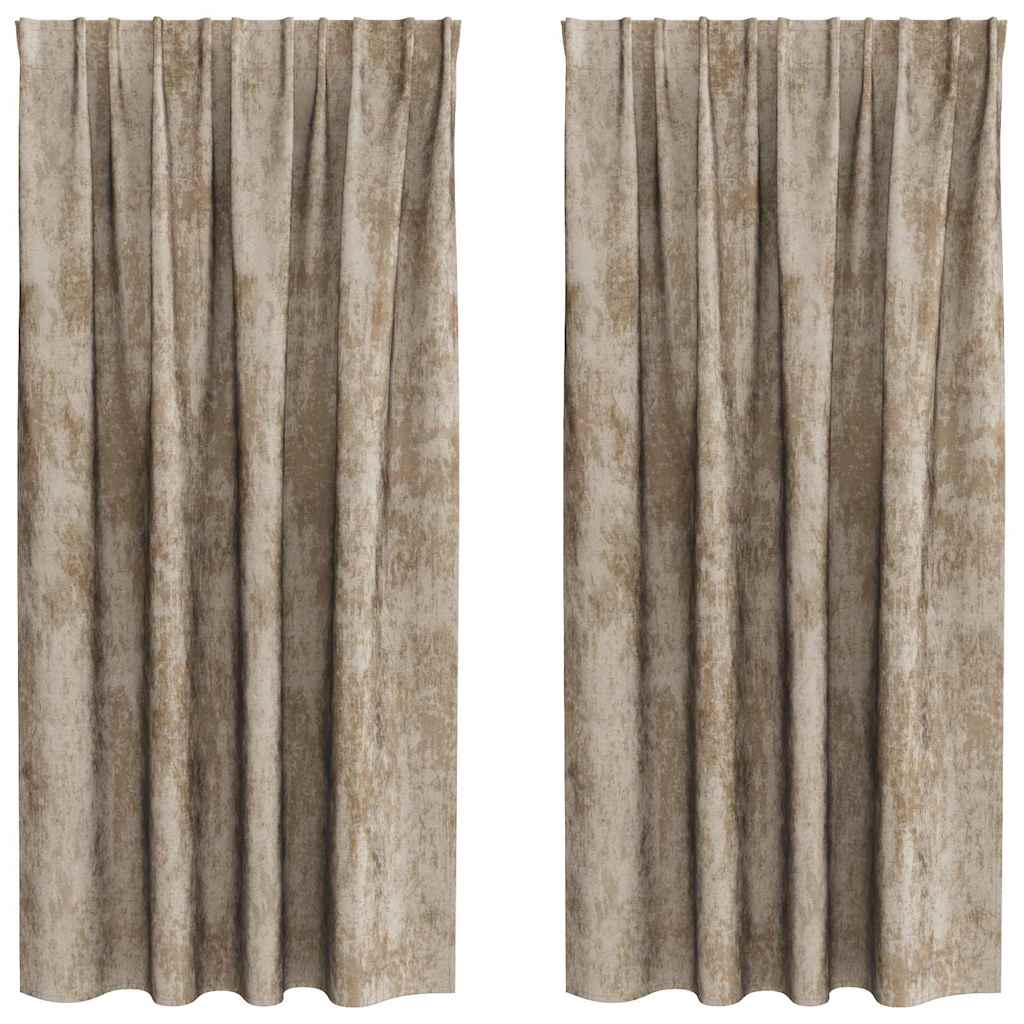Tende in Velluto con tende 2 pcs Champagne 175 x 140 cm Velluto | homemem39