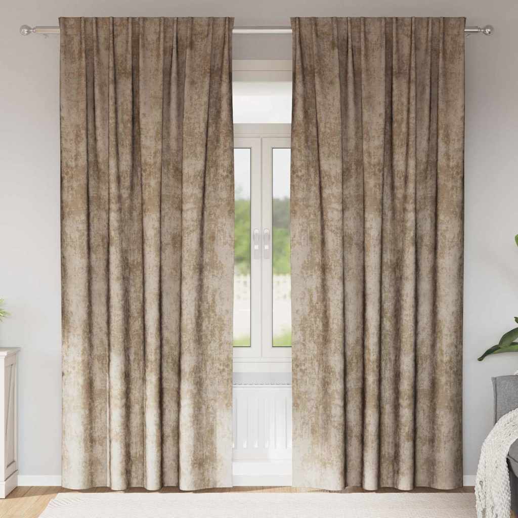 Tende in Velluto con tende 2 pcs Champagne 225 x 140 cm Velluto | homemem39