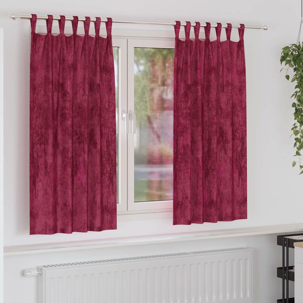 Tende in Velluto 2 pcs Rosso vino 175 x 140 cm Velluto | homemem39