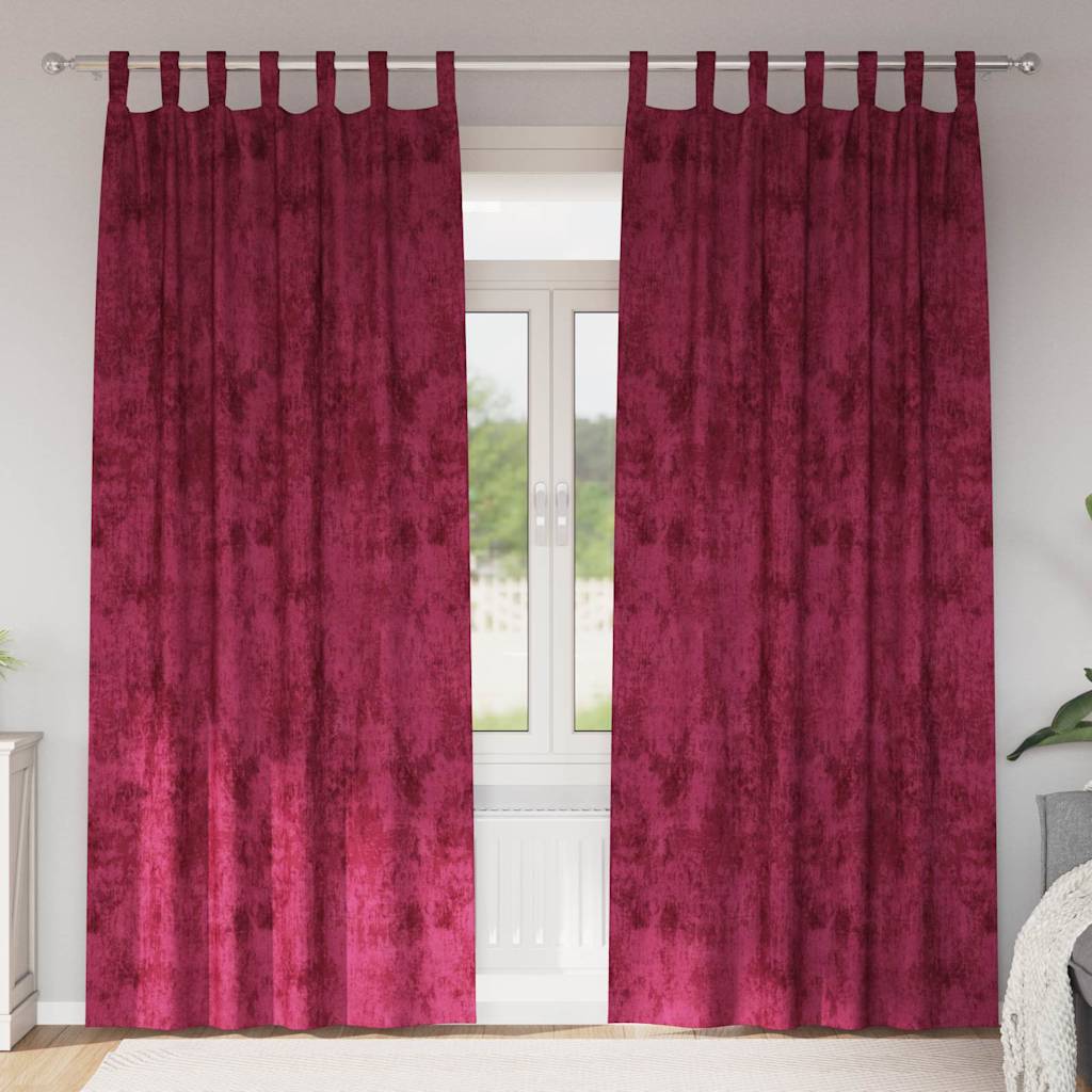 Tende in Velluto 2 pcs Rosso vino 225 x 140 cm Velluto | homemem39