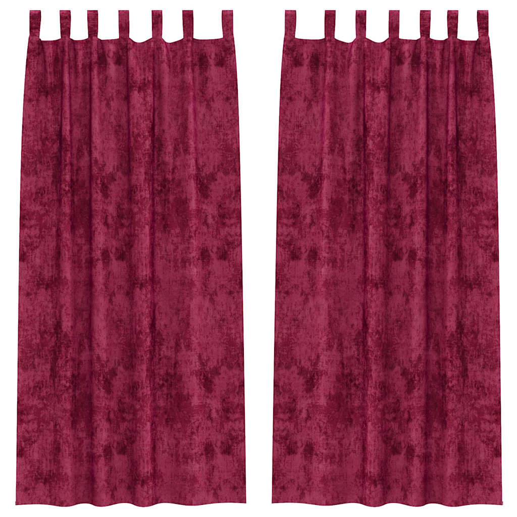 Tende in Velluto 2 pcs Rosso vino 225 x 140 cm Velluto | homemem39