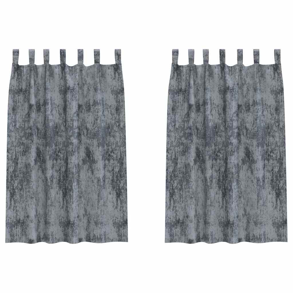Tende in Velluto 2 pcs Grigio Argento 175 x 140 cm Velluto | homemem39