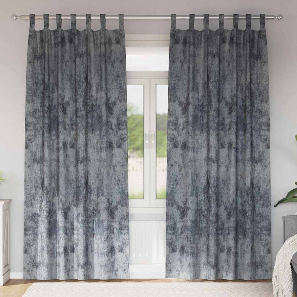 Tende in Velluto 2 pcs Grigio Argento 225 x 140 cm Velluto | homemem39