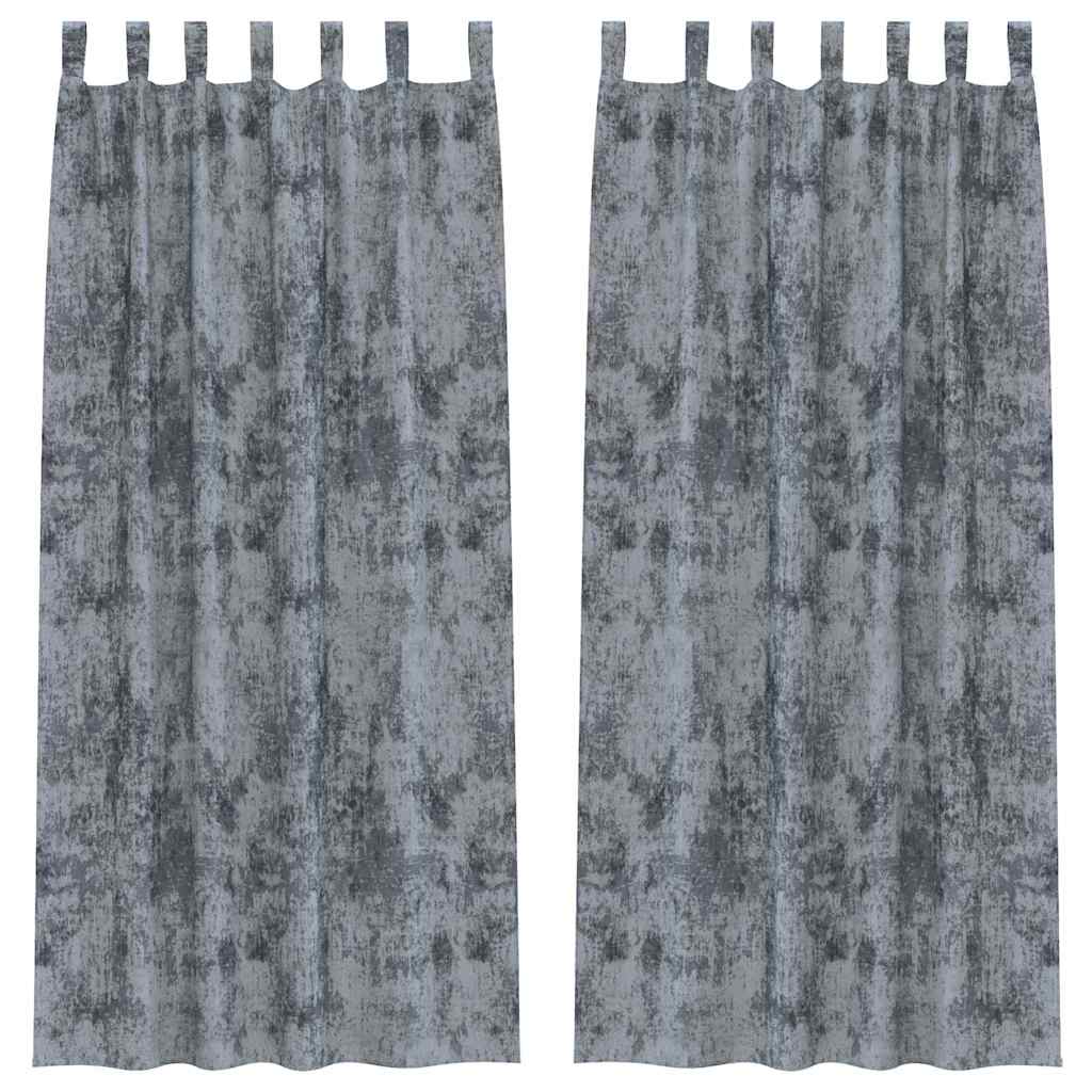 Tende in Velluto 2 pcs Grigio Argento 225 x 140 cm Velluto | homemem39