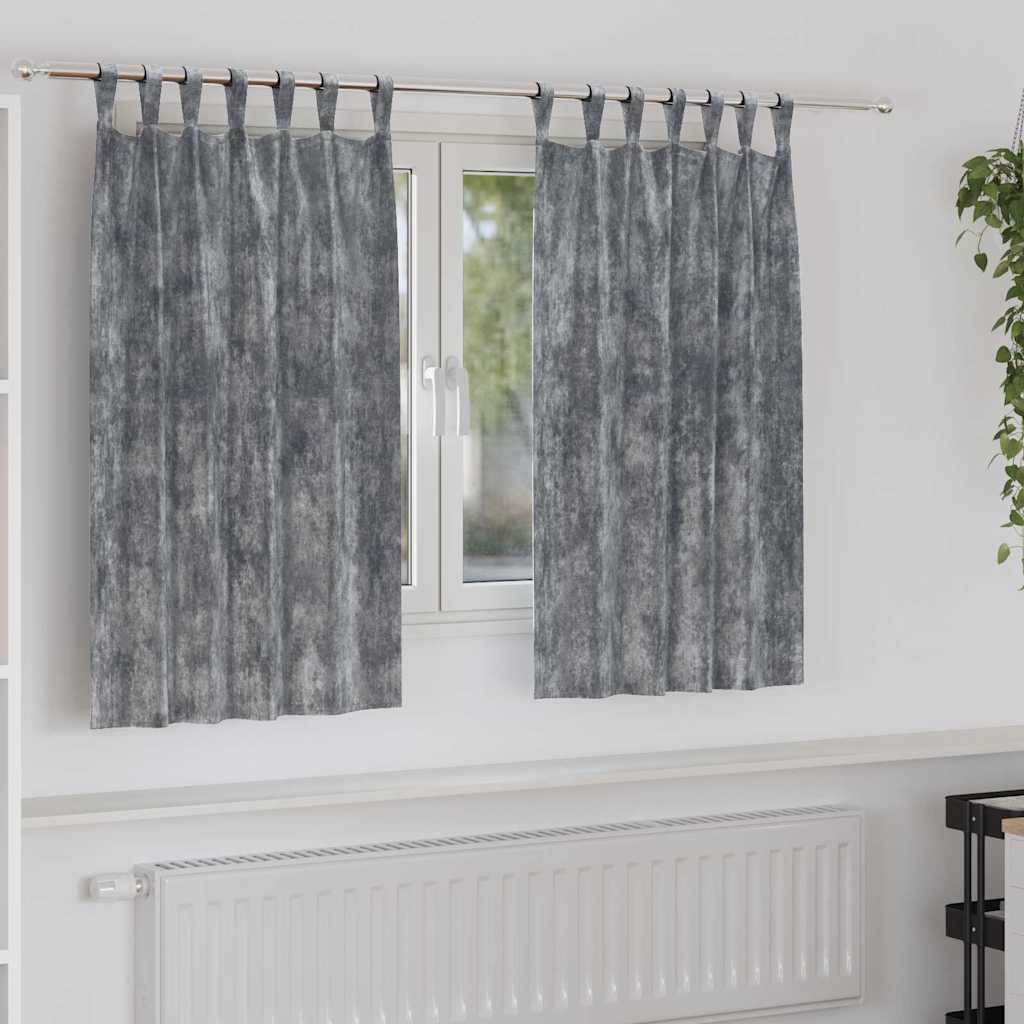Tende in Velluto con tende 2 pcs Grigio 140 x 140 cm Velluto | homemem39