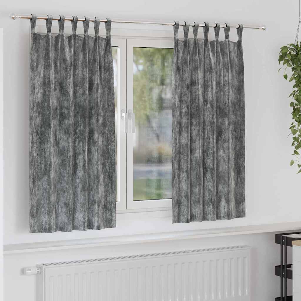 Tende in Velluto con tende 2 pcs Grigio 175 x 140 cm Velluto | homemem39