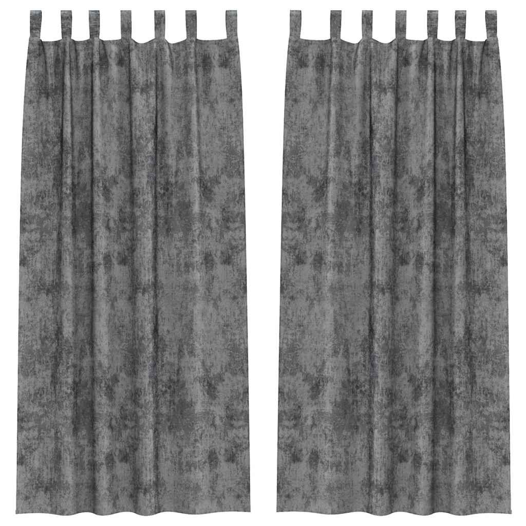 Tende in Velluto con tende 2 pcs Grigio 225 x 140 cm Velluto | homemem39