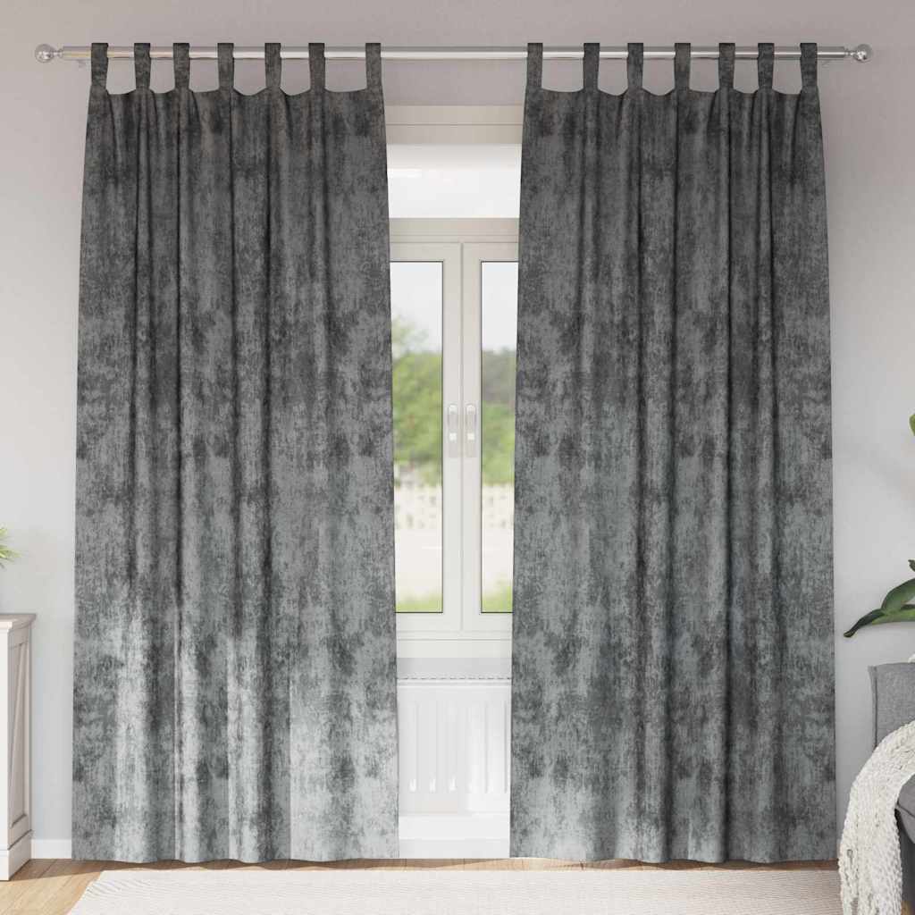 Tende in Velluto con tende 2 pcs Grigio 260 x 140 cm Velluto | homemem39
