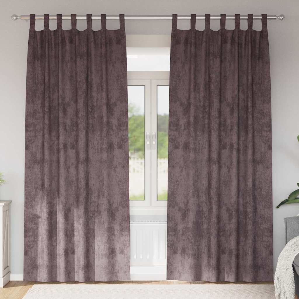 Tende in Velluto con tende 2 pcs Marrone 245 x 140 cm Velluto | homemem39