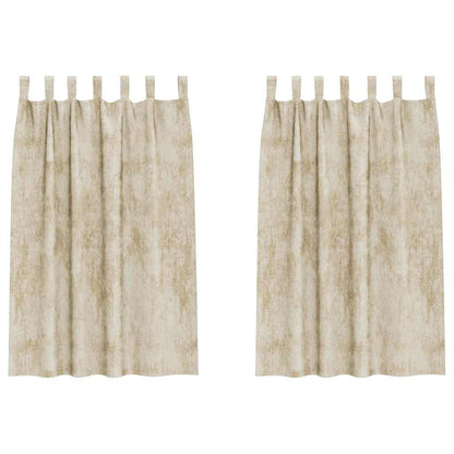 Tende in Velluto con tende 2 pcs Crema 175 x 140 cm Velluto | homemem39