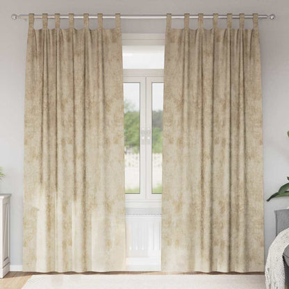 Tende in Velluto con tende 2 pcs Crema 225 x 140 cm Velluto | homemem39