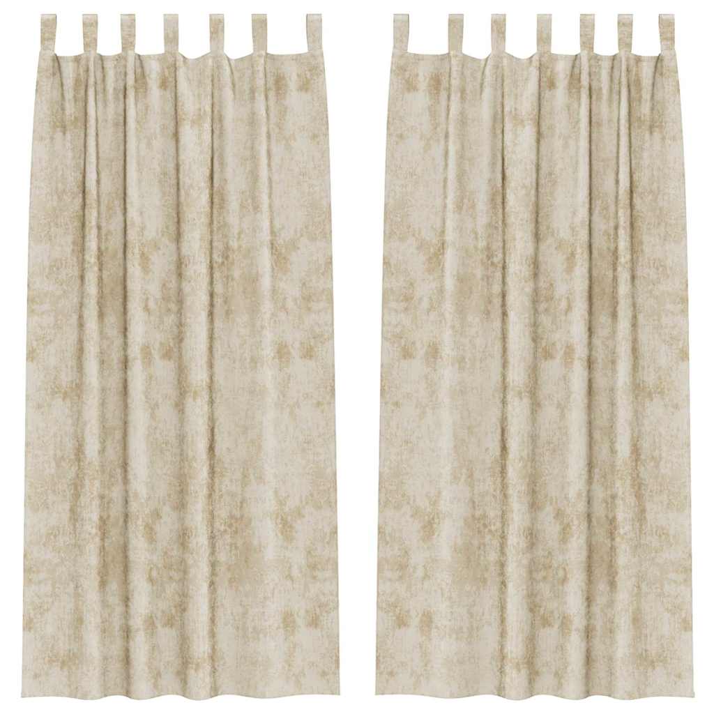 Tende in Velluto con tende 2 pcs Crema 260 x 140 cm Velluto | homemem39