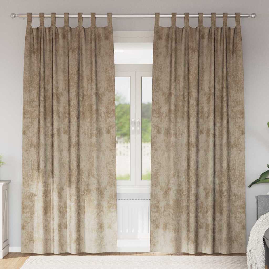 Tende in Velluto con tende 2 pcs Champagne 260 x 140 cm Velluto | homemem39
