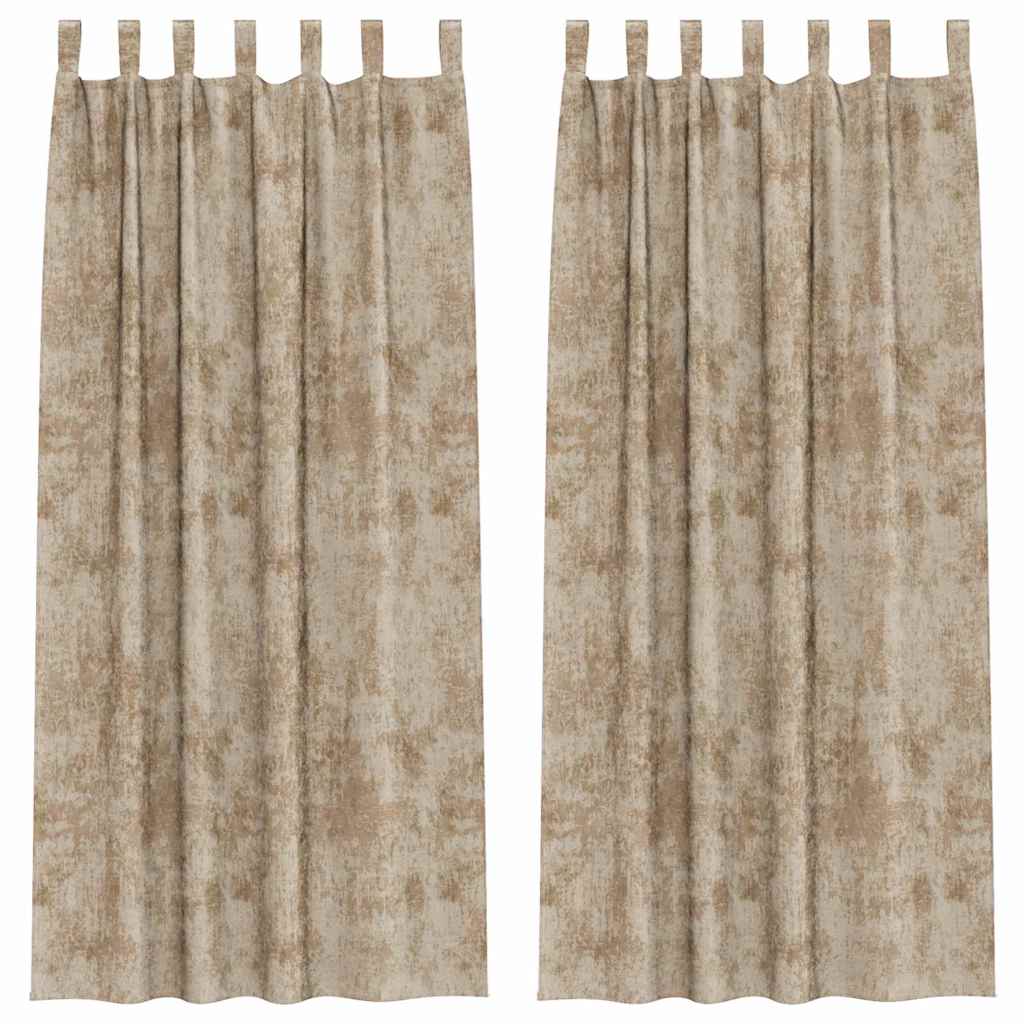 Tende in Velluto con tende 2 pcs Champagne 260 x 140 cm Velluto | homemem39