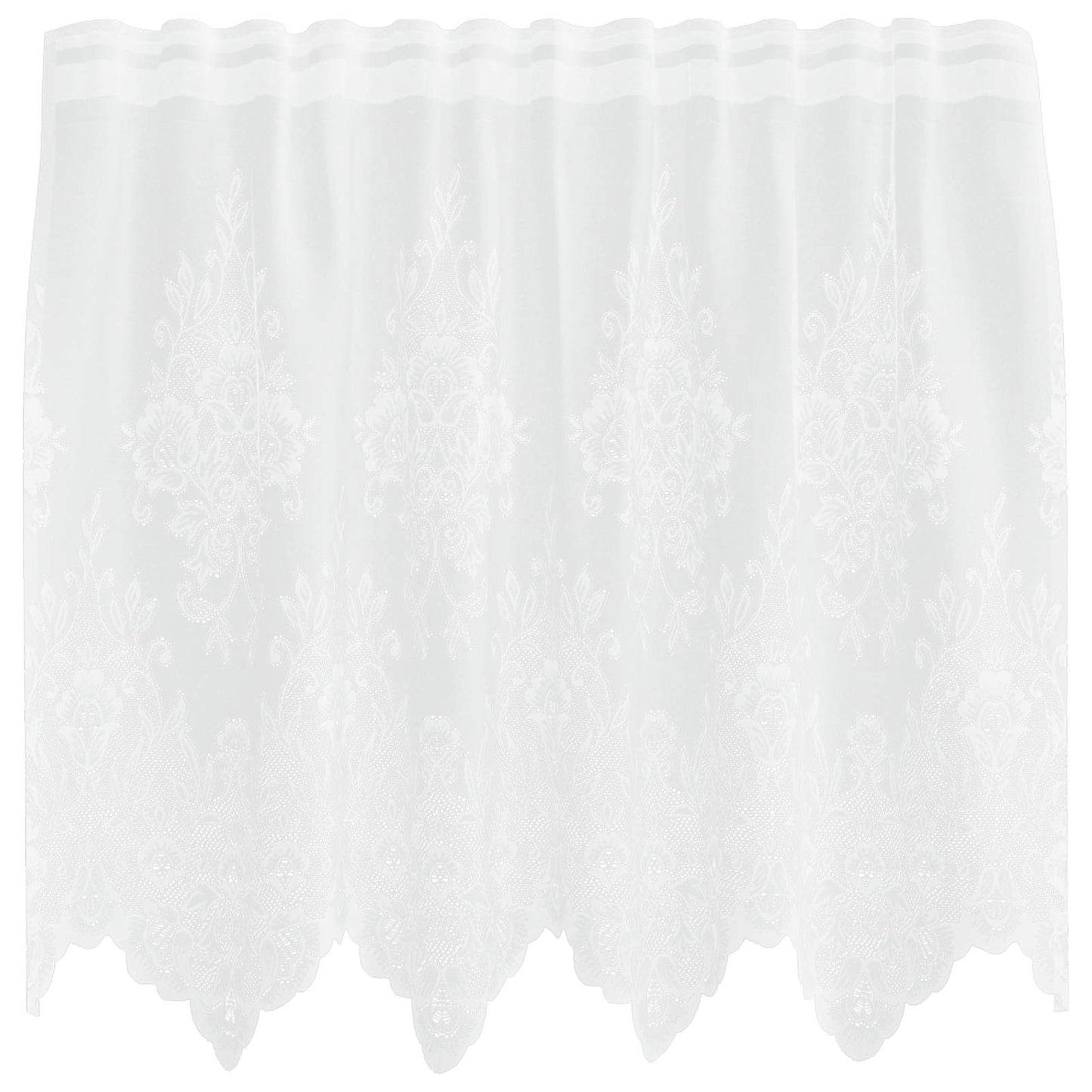 Tenda in Pizzo con tende Floreale Bianco 80 x 150 cm Poliestere | homemem39