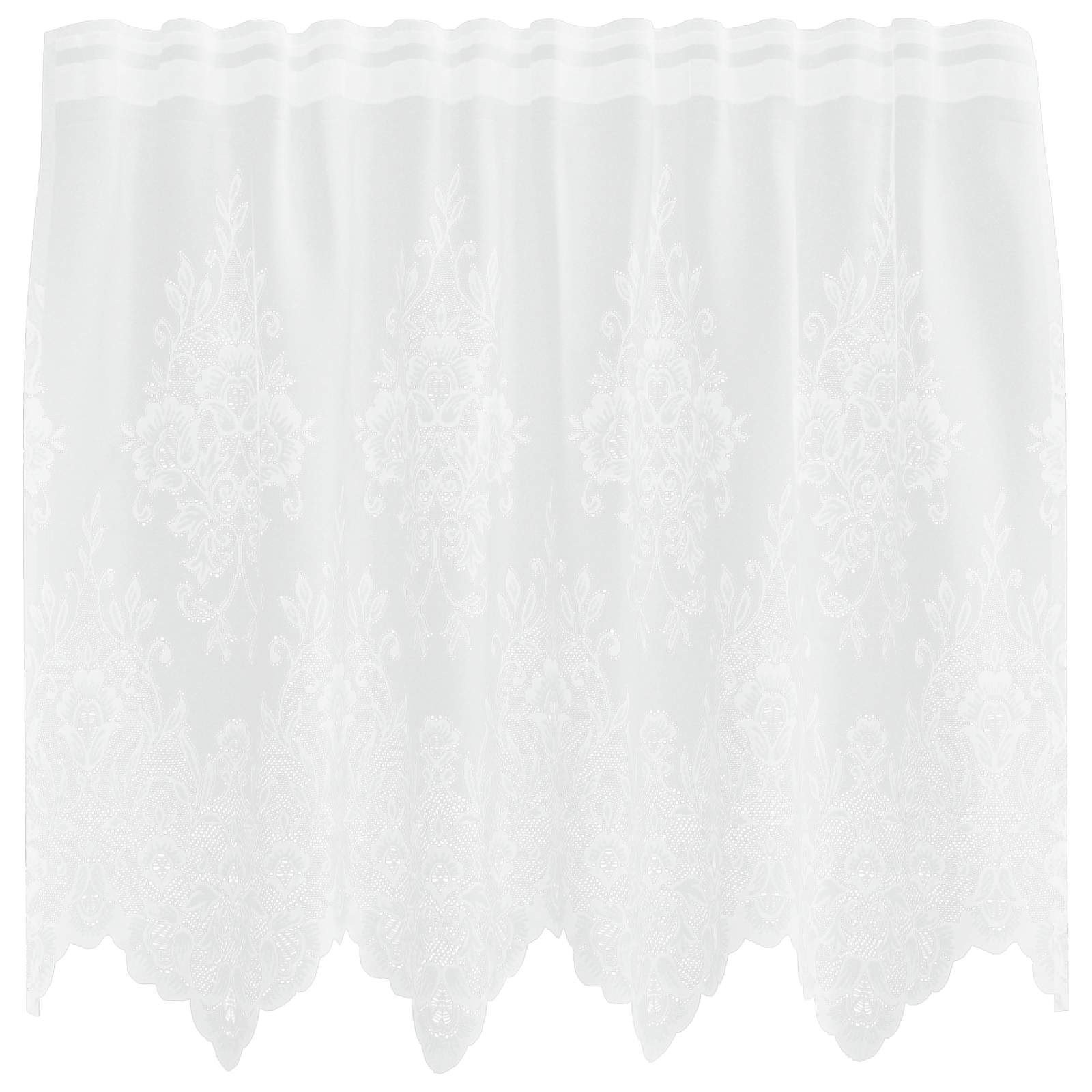 Tenda in Pizzo con tende Floreale Bianco 80 x 150 cm Poliestere | homemem39