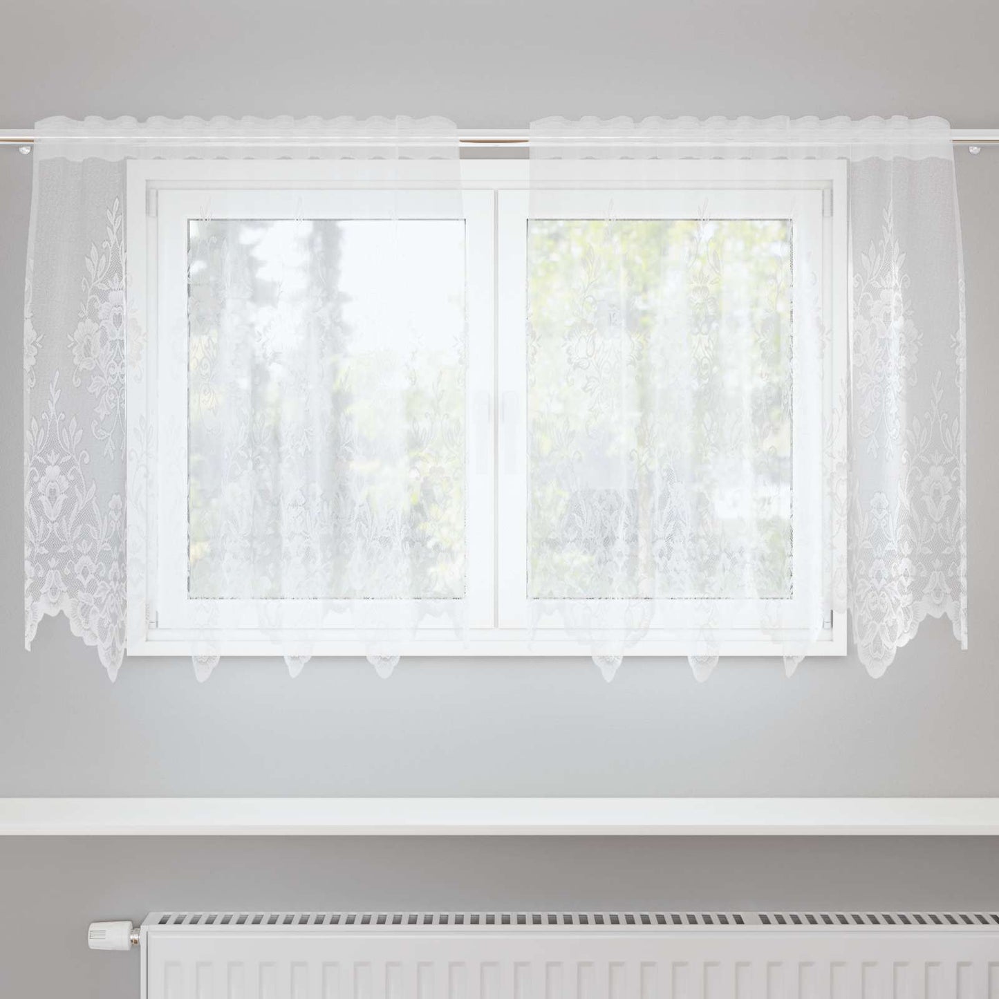 Tenda in Pizzo con tende Bianco 100 x 150 cm Poliestere | homemem39