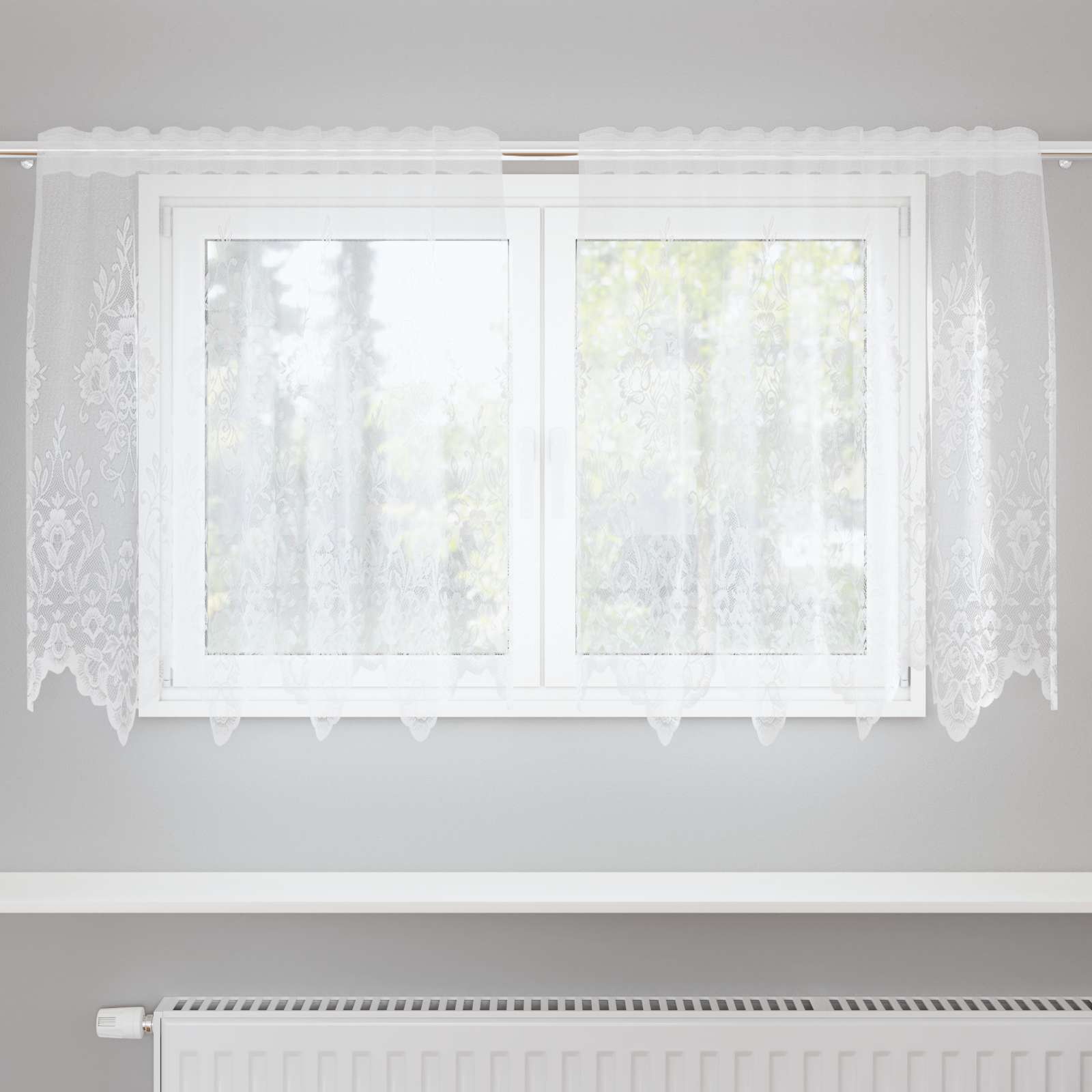 Tenda in Pizzo con tende Bianco 100 x 150 cm Poliestere | homemem39