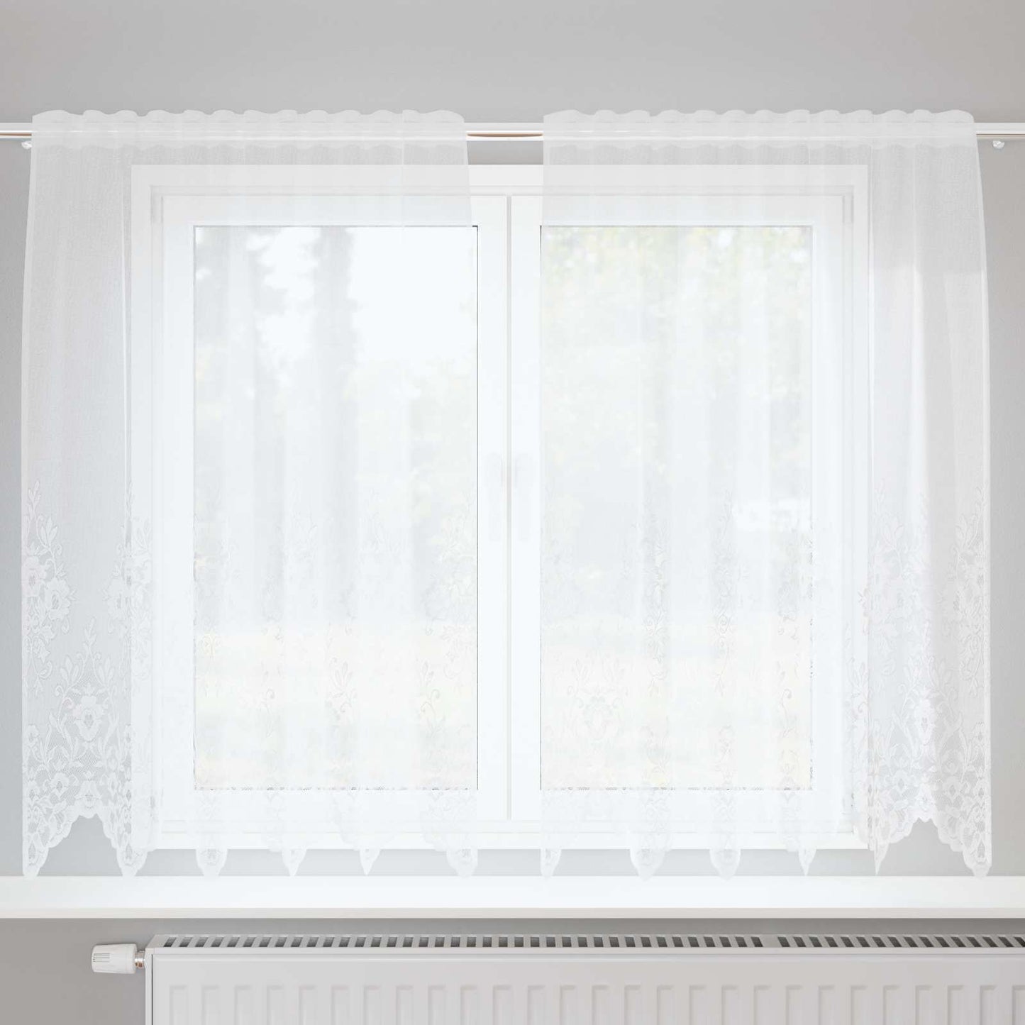 Tenda in Pizzo con tende Bianco 180 x 150 cm Poliestere | homemem39
