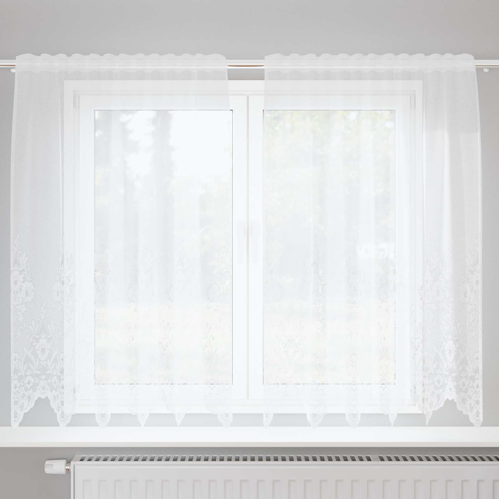Tenda in Pizzo con tende Bianco 180 x 150 cm Poliestere | homemem39
