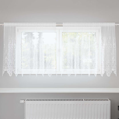 Tenda in Pizzo con tende Bianco 100 x 200 cm Poliestere | homemem39
