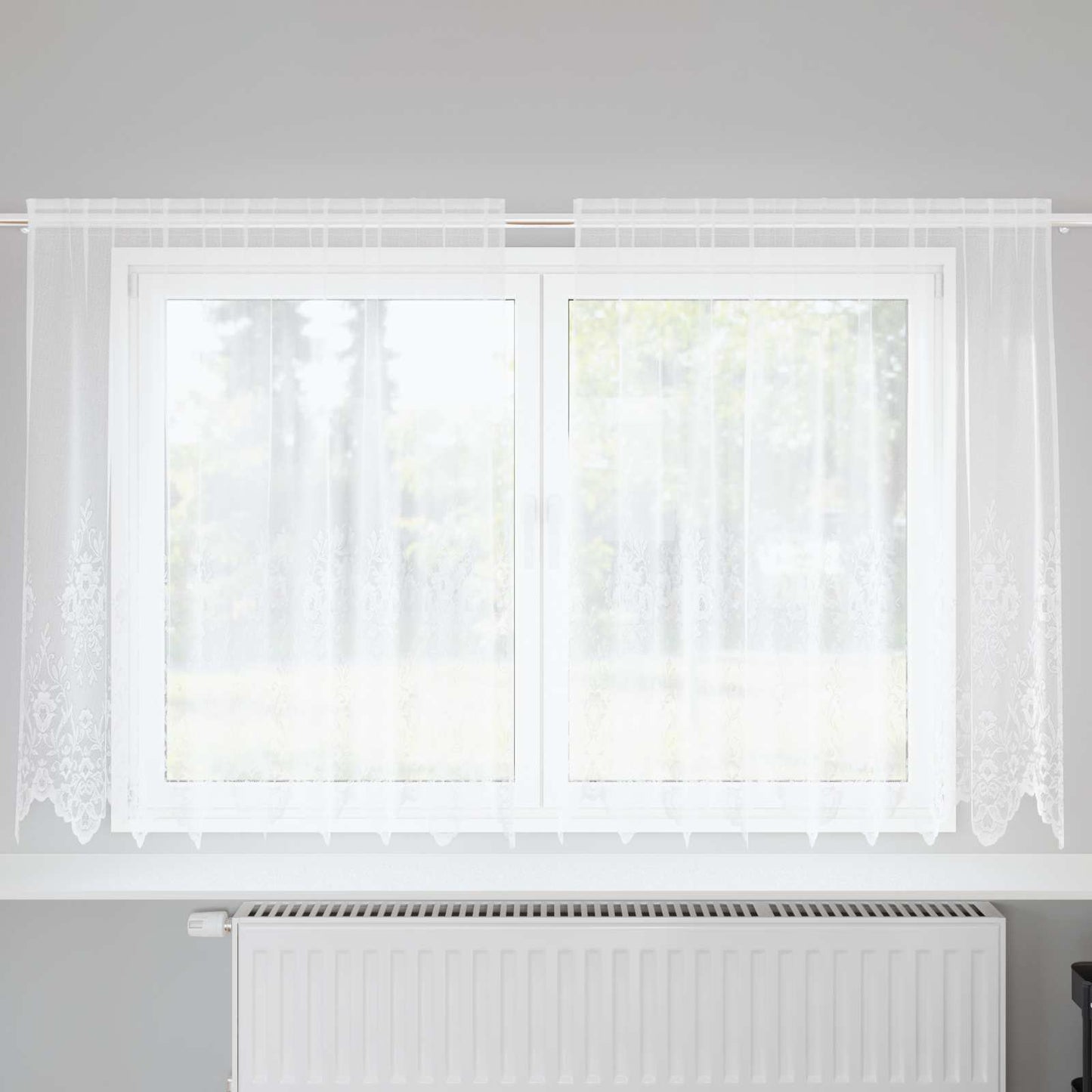Tenda in Pizzo con tende Bianco 140 x 200 cm Poliestere | homemem39