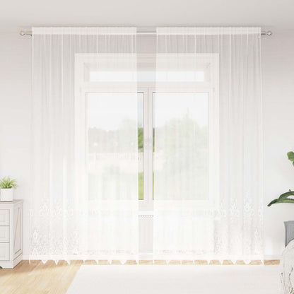 Tenda in Pizzo con tende Floreale Bianco 260x200cm Poliestere | homemem39
