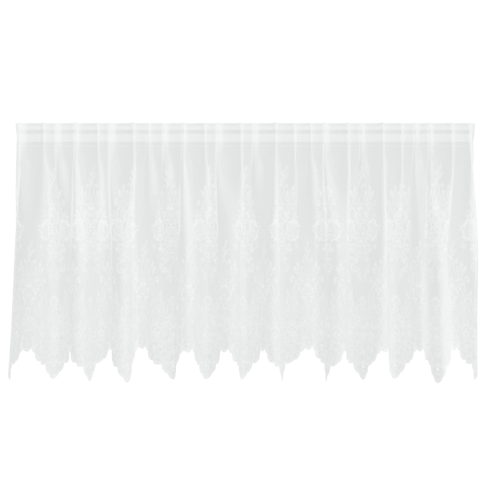Tenda in Pizzo con tende Floreale Bianco 80 x 300 cm Poliestere | homemem39