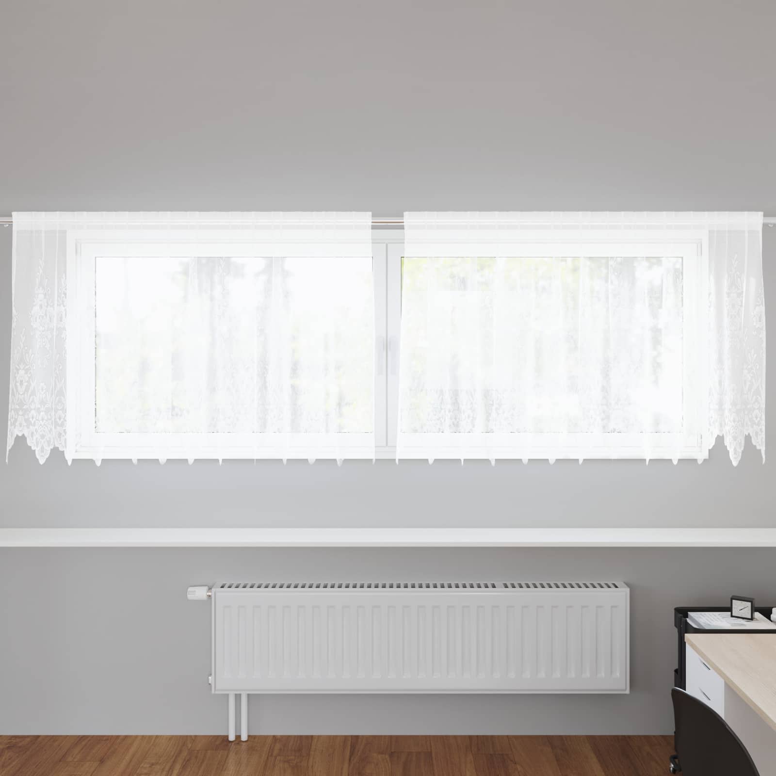 Tenda in Pizzo con tende Bianco 100 x 300 cm Poliestere | homemem39