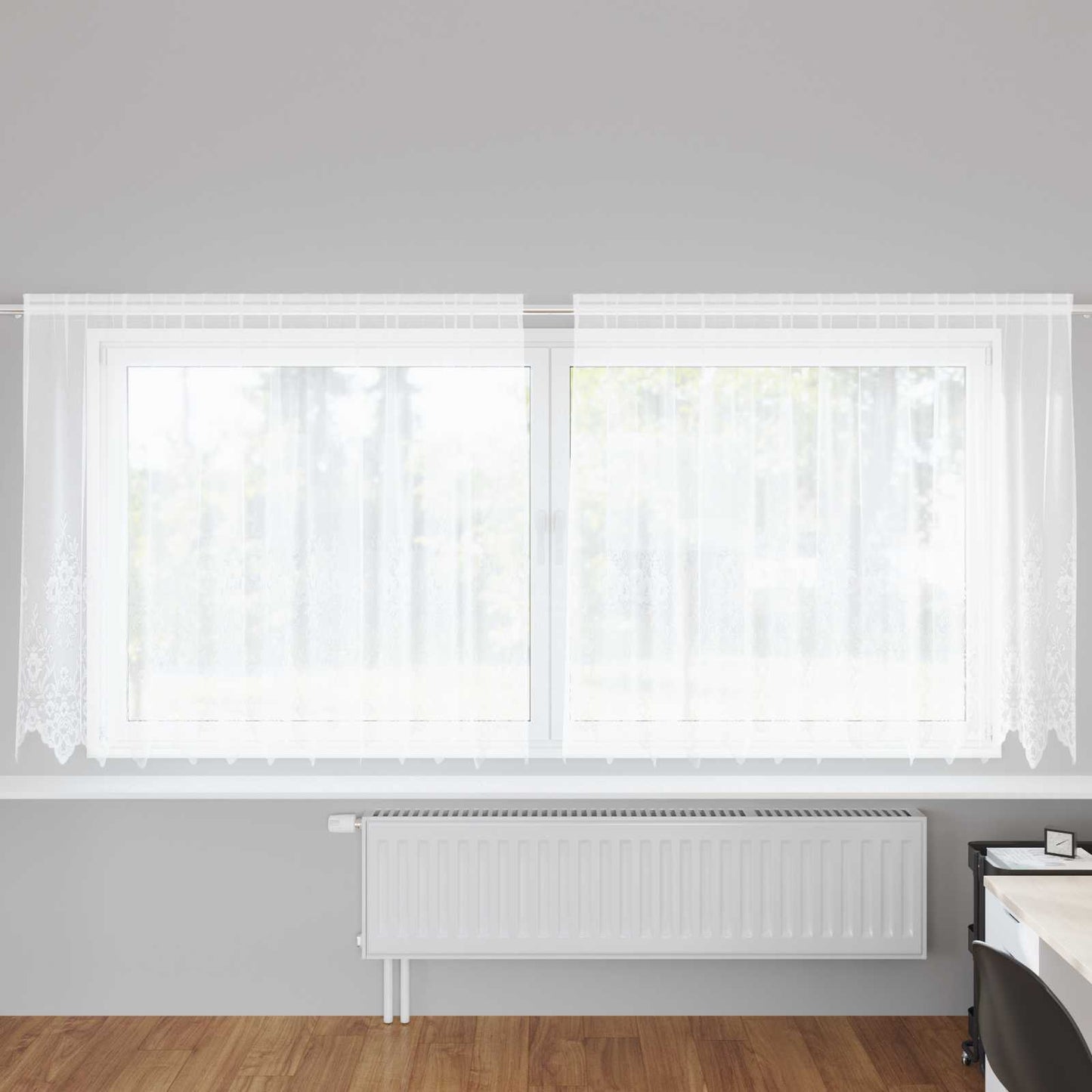 Tenda in Pizzo con tende Bianco 160 x 300 cm Poliestere | homemem39