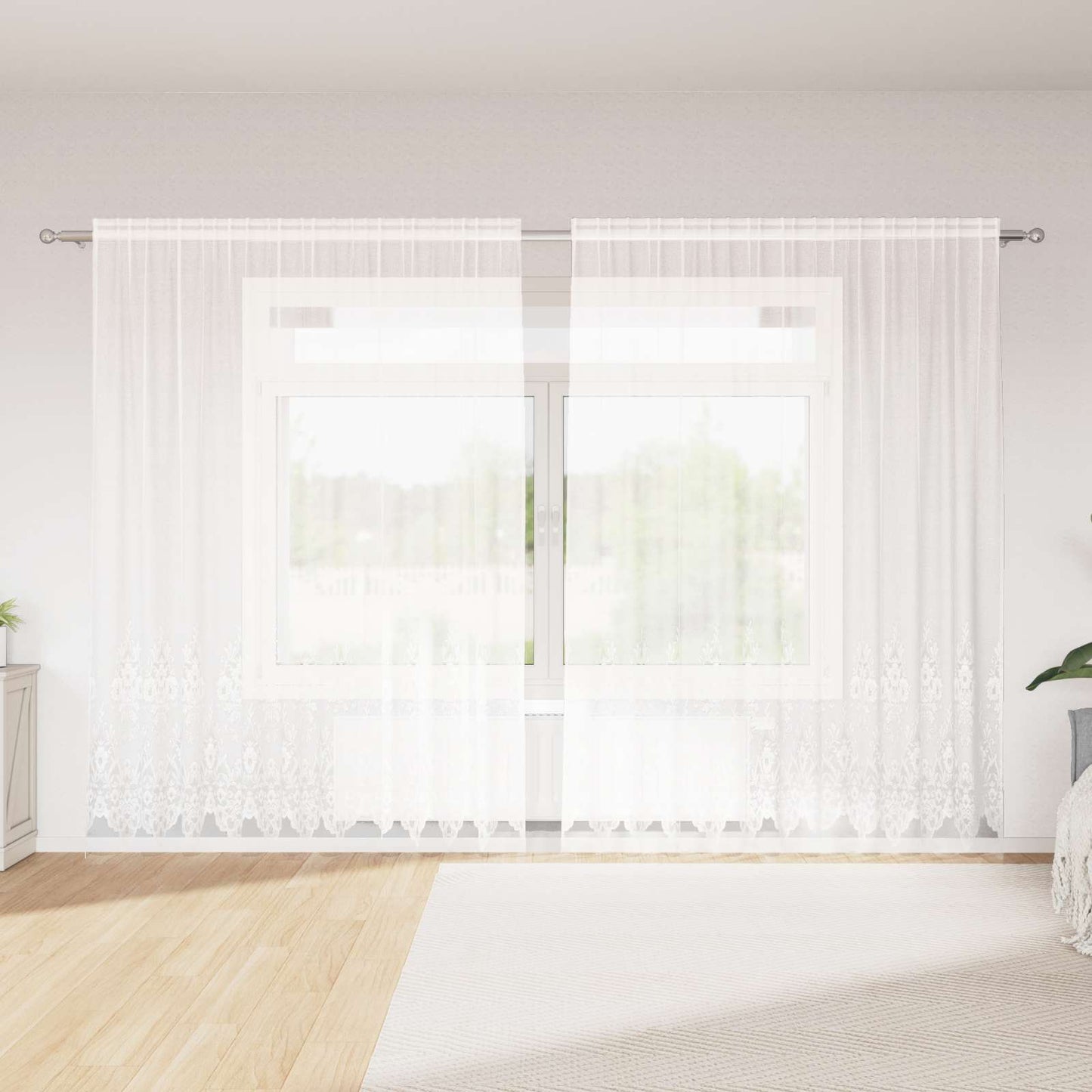 Tenda in Pizzo con tende Bianco 240 x 300 cm Poliestere | homemem39