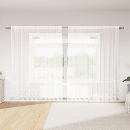 Tenda in Pizzo con tende Bianco 240 x 300 cm Poliestere | homemem39