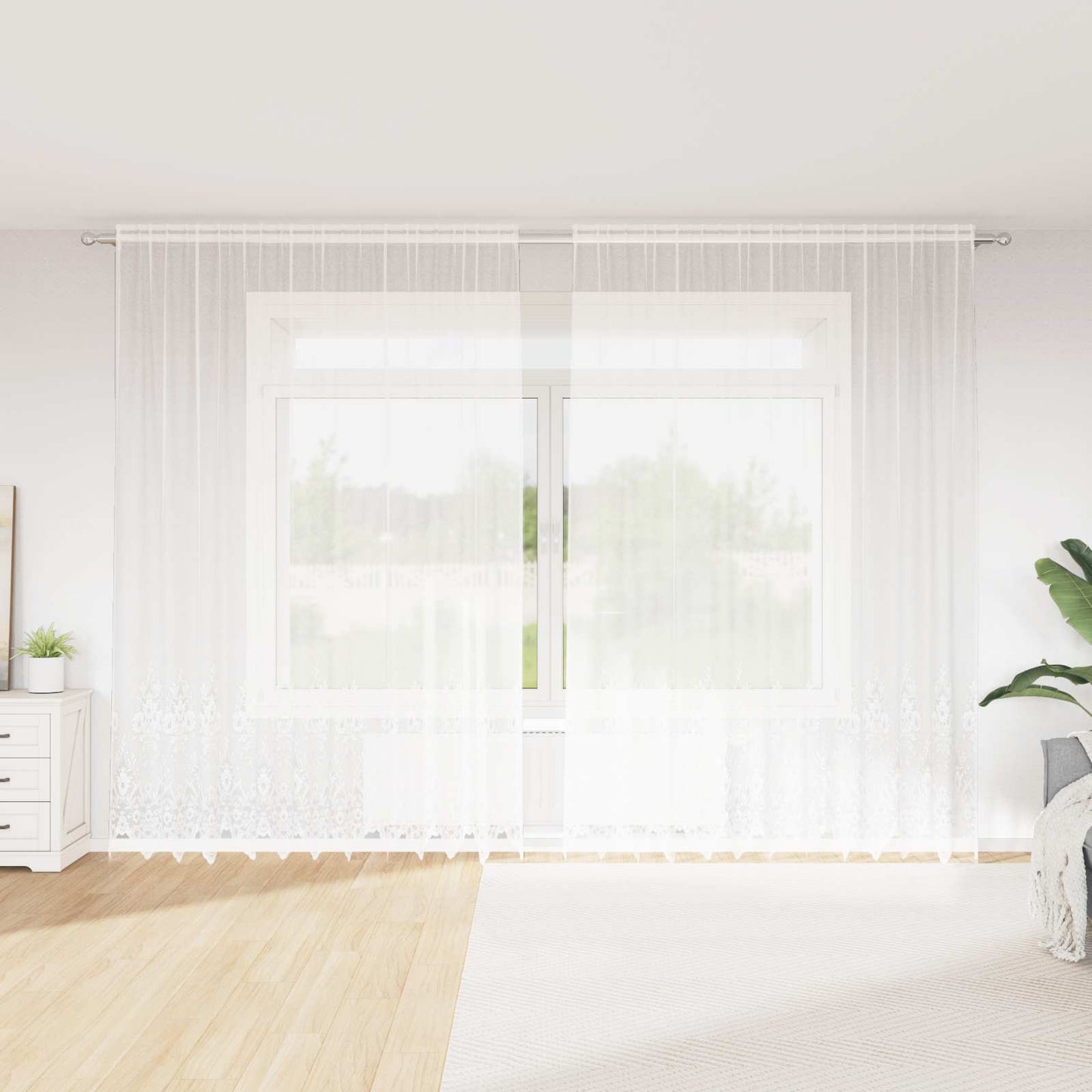 Tenda in Pizzo con tende Bianco 300 x 300 cm Poliestere | homemem39
