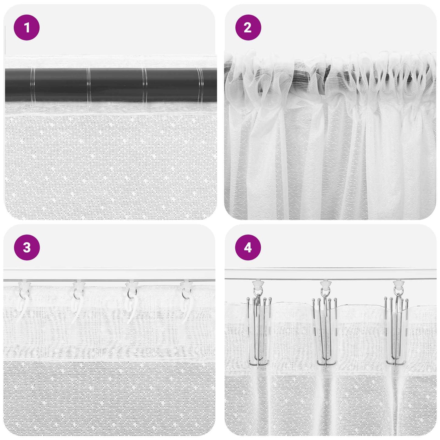 Tenda in Pizzo con tende Bianco 240 x 600 cm Poliestere | homemem39