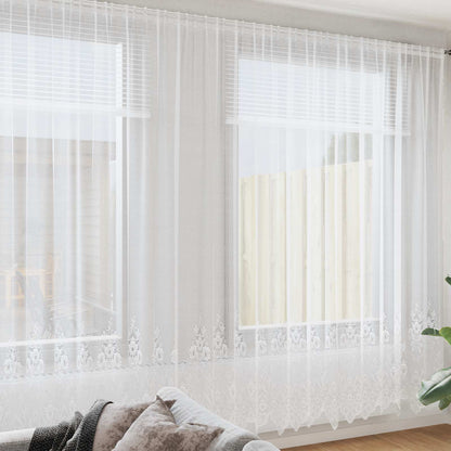 Tenda in Pizzo con tende Bianco 260 x 600 cm Poliestere