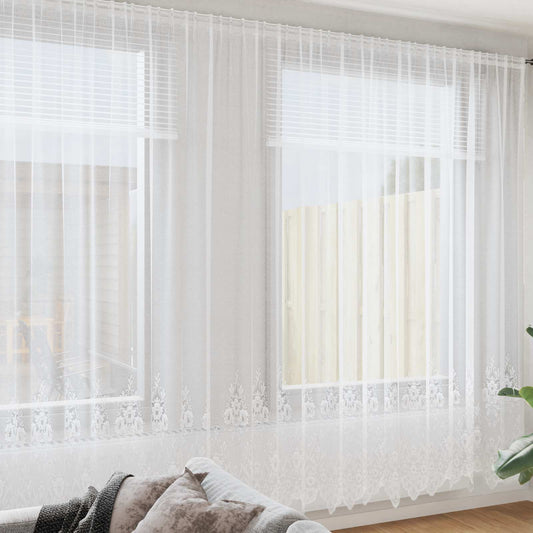 Tenda in Pizzo con tende Bianco 260 x 600 cm Poliestere