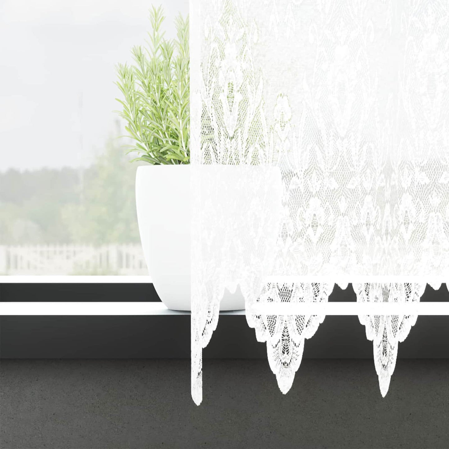 Tenda in Pizzo con tende Bianco 160 x 900 cm Poliestere