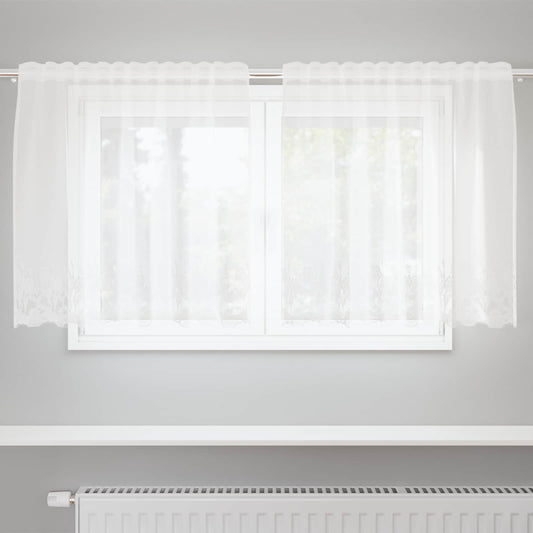 Tenda in Pizzo con tende Floreale Bianco 80 x 150 cm Poliestere | homemem39