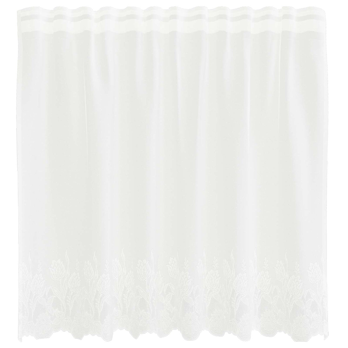 Tenda in Pizzo con tende Floreale Bianco 80 x 150 cm Poliestere | homemem39